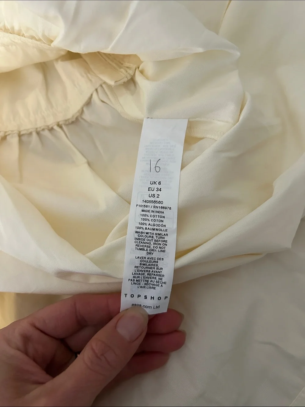 Topshop tiered ivory maxi skirt NEW Size Small